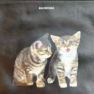 BALENCIAGA calfskin shopping bag/tote Kitten graphic large  2018